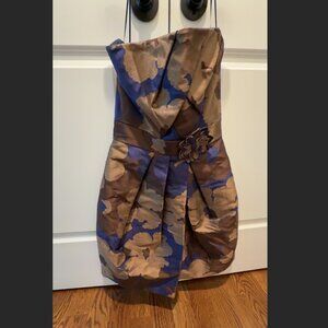 ESCADA Navy Blue and Gold Mini Dress